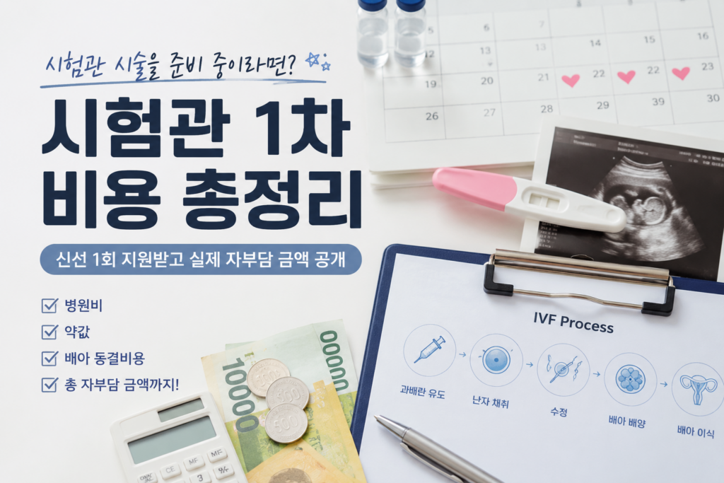 시험관 1차 실제 비용 정리 이미지｜병원비·약값·배아 동결비용 안내
